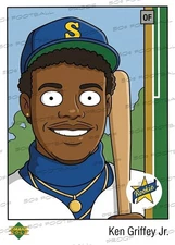 Ken Griffey Jr 1989 Rookie Homer's Heroes Simpsons Custom Art Trading Card
