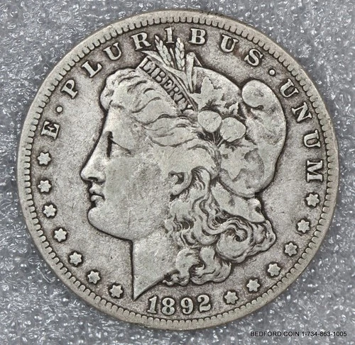 VERY FINE 1892-CC MORGAN SILVER DOLLAR VF $1