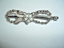 LILLA ROSE FLEXI HAIR CLIP WHITE FLOWER  SILVER TONE BEAD SIZE XS