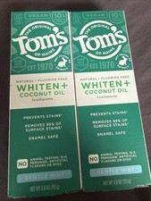 TWO Tom s of Maine Whiten Plus Coconut Oil Fluoride Free Toothpastes-Gentle Mint