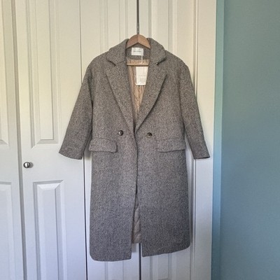 BRAND NEW WITH TAGS Tan and Black Wool Blend Coat Size S Small