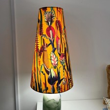 Extra Tall Conical Handmade Handmade Lampshade with Sunburst Botanical fabric