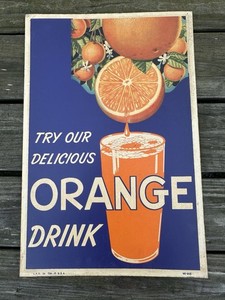 50’S/60’S TRY OUR DELICIOUS ORANGE DRINK HOME DELIVERY MILK TRUCK PANEL CARD