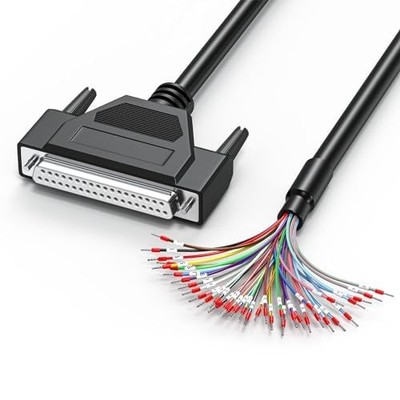 6.6 Ft DB37 Female To Bare Wire Cable Marker DSUB 37Pin Single End Black