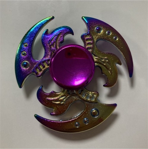 Multicolor Metal 3-Arm Fidget Hand Spinner with Purple Center, Stress Relief