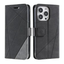 Étui en cuir noir Skin Feel pour iPhone 14 Pro avec joint