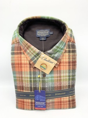 Lodge Pendleton Shirt Mens XXL 100% Wool Red/Green/Orange Plaid New With Tags!