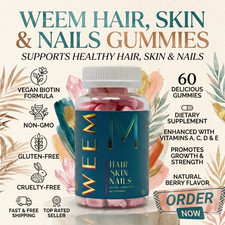 WEEM Hair Skin and Nails Gummies - Supports Healthy Hair - Vegan biotin Vitamin