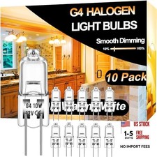 Halogen 10 Watt 12 Volt Light Bulbs - 10 Pack Long Lasting G4 G4-10W-10Pack