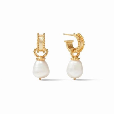 Julie Vos Marbella Gold Pearl Hoop & Charm Earring