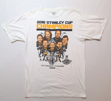 Pittsburgh Penguins 2016 Stanley Cup Champions Team Shirt Reebok Mens L Cartoon