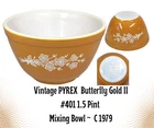 Vintage PYREX Butterfly Gold II #401 1.5 Pint Mixing Bowl C1979