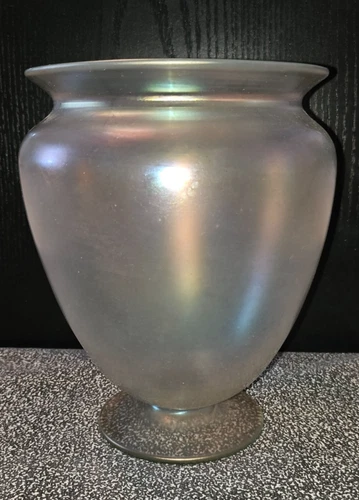 VTG Steuben Verre de Soie Footed Vase or Urn-Iredescent with Blue/Green Colors