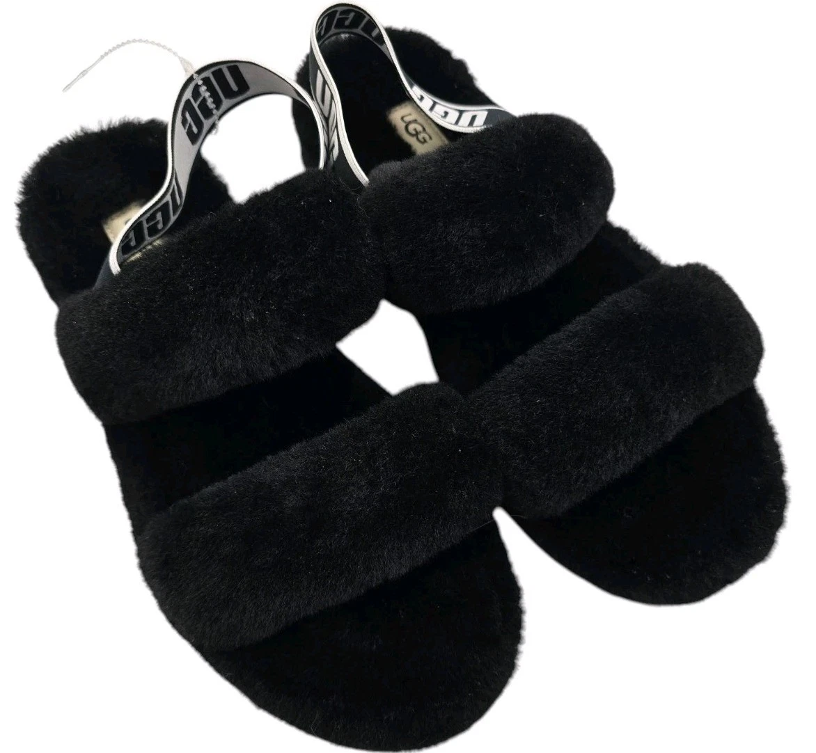 UGG Oh Yeah diapositive da donna nere taglia 10 US MWOB