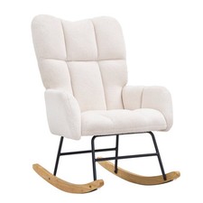 Rocking Chair Nursery, Glider Rocking Chair with Soft Seat and High Backre