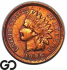 1906 Indian Head Cent Penny, Lustrous Red, Choice AU++ RD