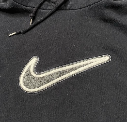 Nike Center Big Swoosh Hoodie Sweatshirt Men's XL Black Pullover Drawstrings - Picture 2 of 7