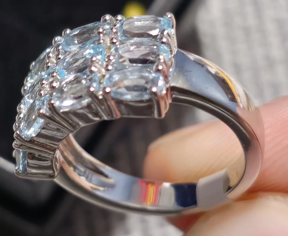 Precioso anillo para mujer de plata de ley 925 enchapado en topacio natural y rodio talla 7 Foto 4 de 4