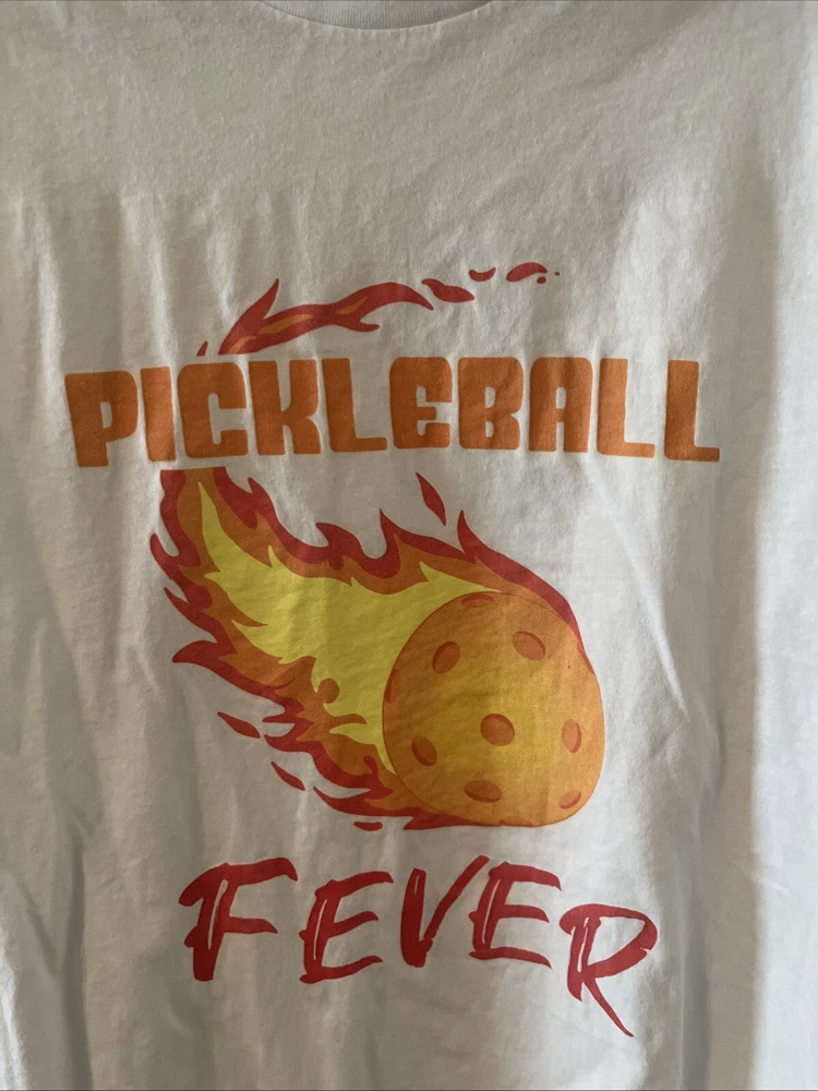 Pickleball Fever Long Sleeve  Tshirt White Size Medium