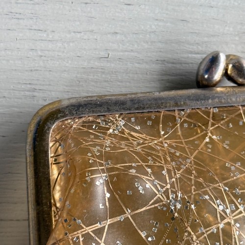 Vintage Coin Purse Snap Closure Clear w/ Gold Silver Metallic - 第 2/8 張圖片