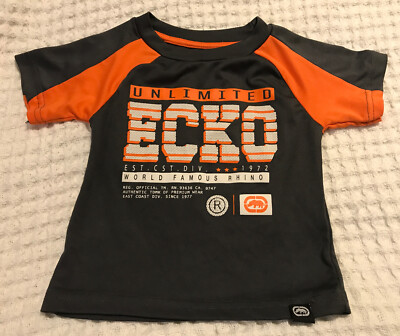 Infant Baby Boy Ecko Unltd SS Active Shirt 12 MO Rhino Orange Pewter Gray