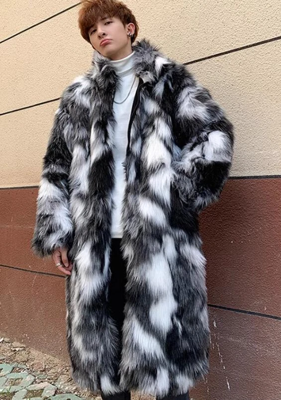 Fashion Men's Camouflage Jacket Fur Winter Loose Long Parka Warm Coat Outwear - Imagem 3 de 4