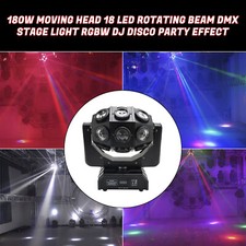180W Moving Head 18LED Rotating Beam DMX Stage Light RGBW DJ Disco Party Effect