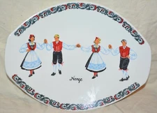 Figgjo Flint Mid century Platter Bowl Norge Costume Folk Dancers Norway 10”