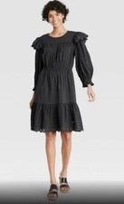 Universal Thread Target Midi Dress Women Long Sleeve Ruffle Gray Sz L