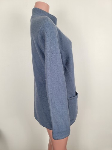 LL BEAN Women’s Boiled Wool Sweater Jacket Metal Buttons Jacket Sz Medium Blue - Picture 6 of 10
