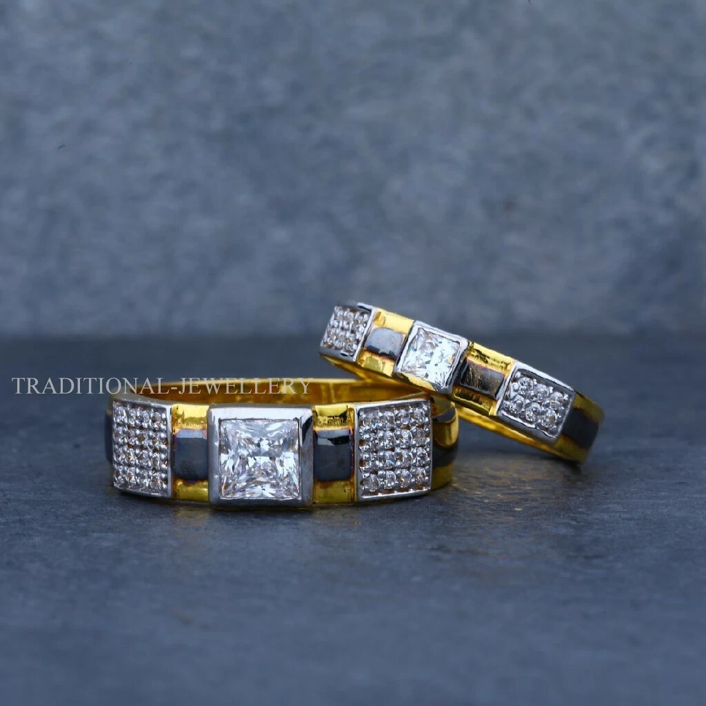 22K Gold Engagement Wedding Anniversary Gold Jewelry Man Women Couple Ring 21