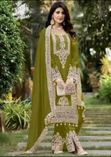 Indian Designer Faux Georgette Salwar Kameez With Dupatta For Women And Girls