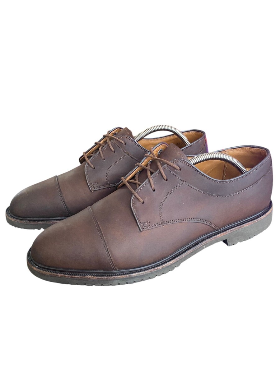 Vintage Cap Toe Oxford Men 10 W Brown Leather Vibram Gumlite Made in USA Dress Made In Italy Cap Toe Oxford Brown Leather Vibram Gumlite  main image 2