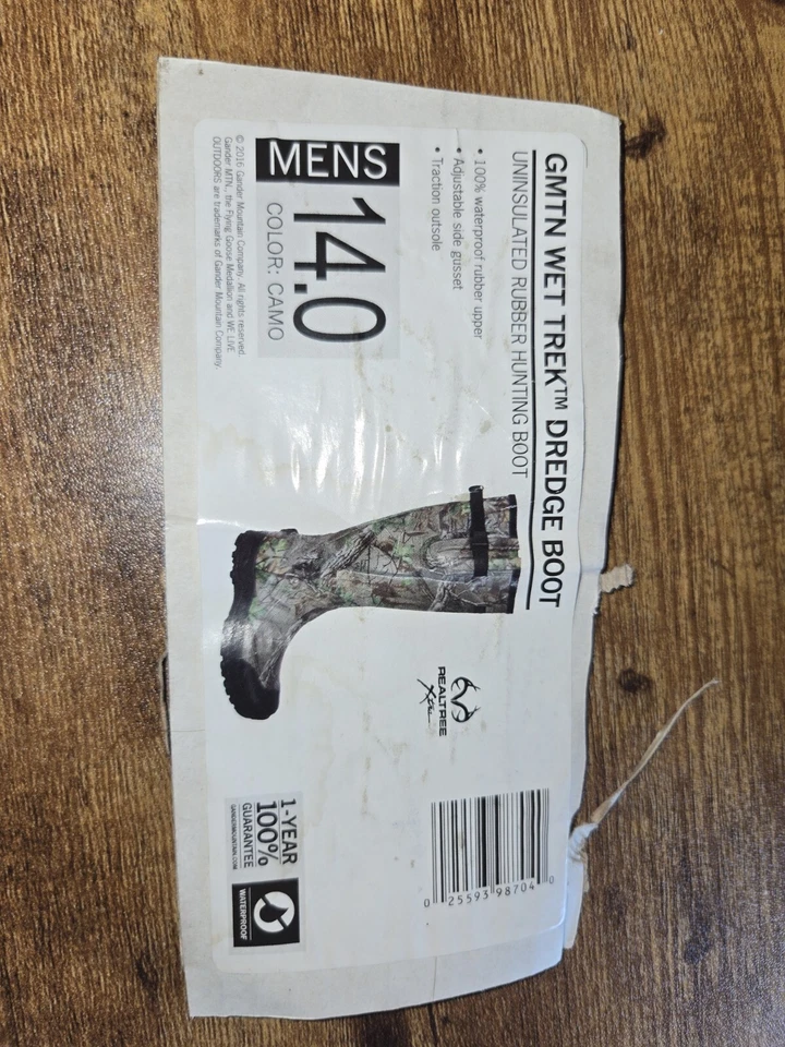 Gander Mountain Scent Free Wet Trek Dredge Boot, Rubber Hunting Boot Camouflage, - Image 2 of 4