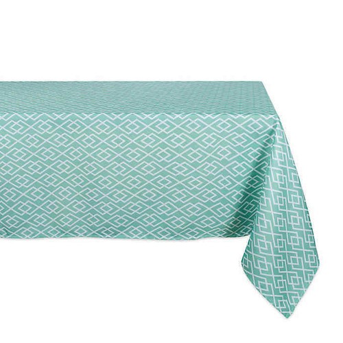 Aqua Diamond Tablecloth 60x84 geometric polyester new in pkg - Picture 7 of 7