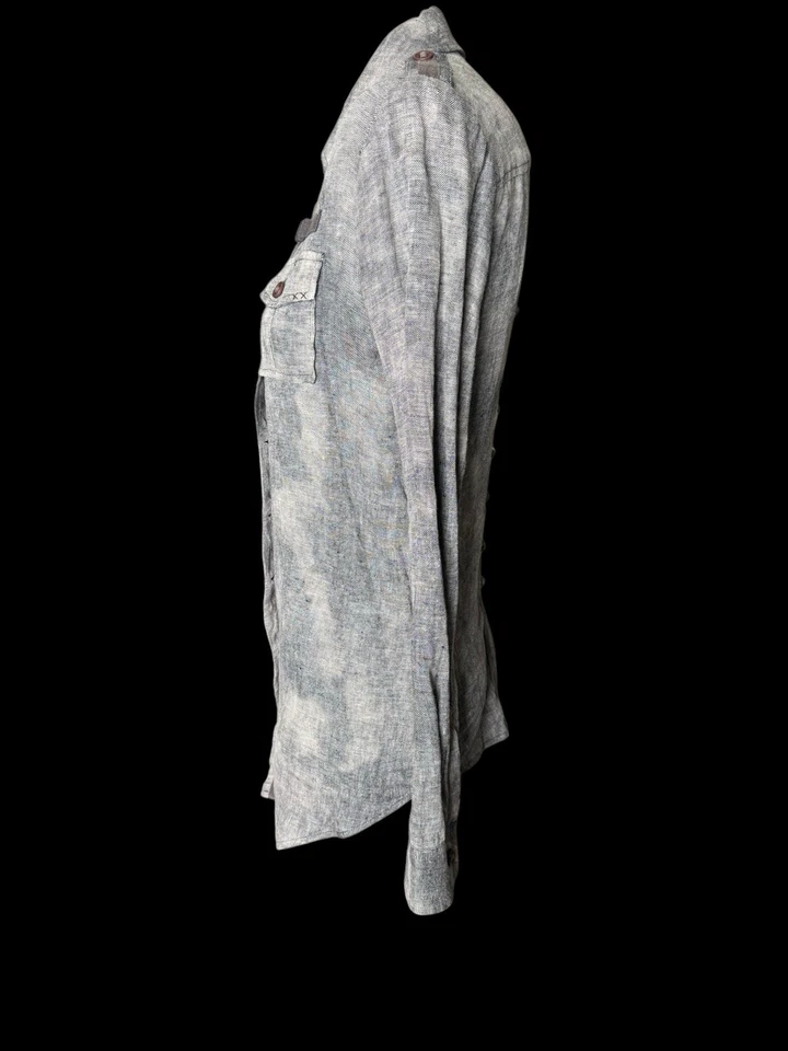 ELIZABETH AND JAMES Designer 100% Linen Shirt Women's S Grey Button Up Long Top - Image 4 of 4