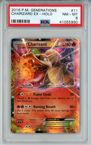 2016 POKEMON GENERATIONS CHARIZARD EX #11 HOLO FOIL PSA 8 NM-MT #41055990