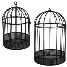 Black Birdcage Mesh Hanging Metal Frame Wire Succulent Pot Planter Plant Basket