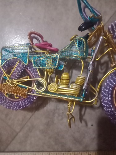 Motorcycle Figure Made out of Wire SUPER UNIQUE Colorful 11" x 8" - Picture 10 of 10