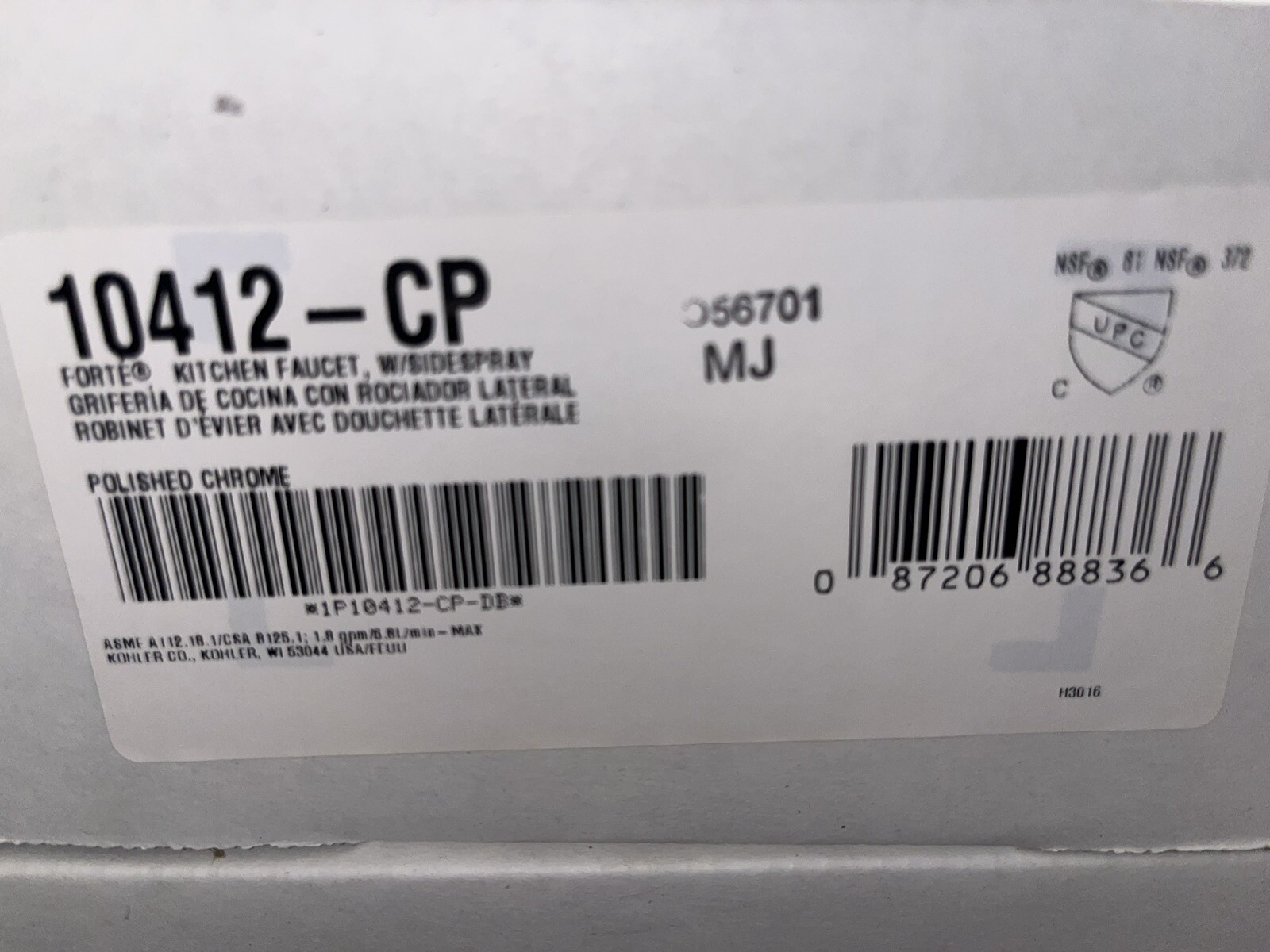 KOHLER K-10412-CP Fort&eacute; Chrome Single Handle Kitchen Sink Faucet & Sidespray Kit