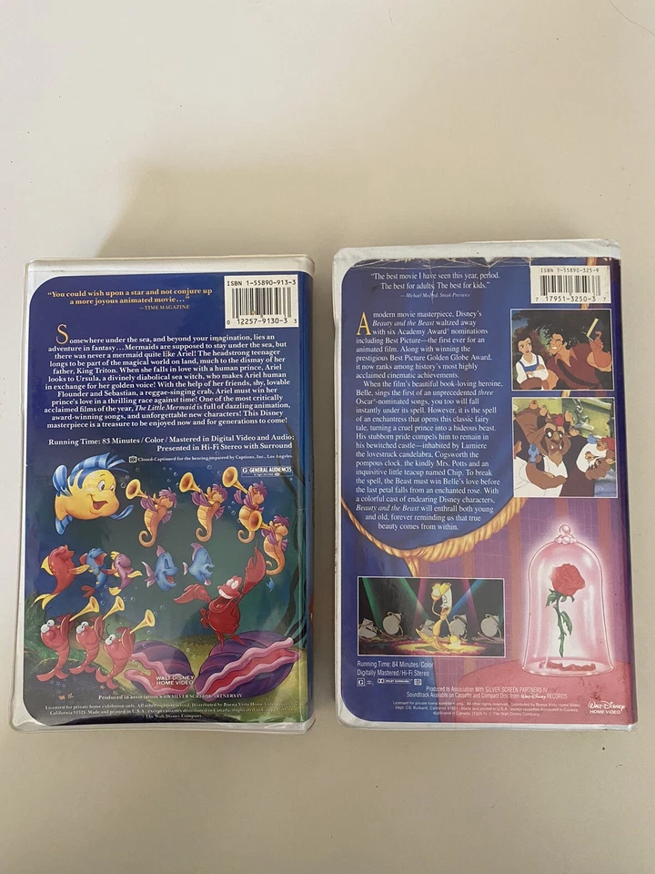 The Little Mermaid VHS 1990 Banned Cover And Beauty And The Beast Black Diamond - Image 3 of 4