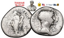 Ancient Roman Empire Coin Silver Denarius Trajan 98 - 117 AD Authentic #31981
