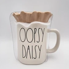Rae Dunn Mug "OOPSY DAISY" Floral Lid with Bee NEW with Plastic Wrap 24oz Mug
