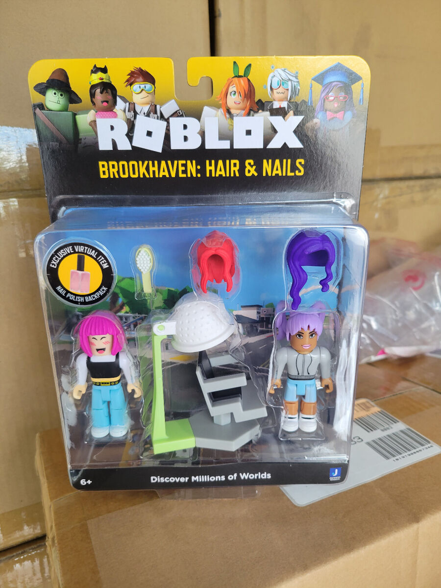 ROBLOX Celebrity Action Figure WOLFPAQ BROOKHAVEN HAIR & NAILS Polish  Playset