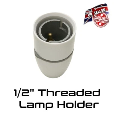 JEANI Lamp Holder BC Bayonet Bulb Cap 1/2" Threaded Bottom Entry White *UK