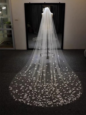 Cathedral Wedding Veil with 3D Lace with Comb Veil for Bride Wedding Accessories
