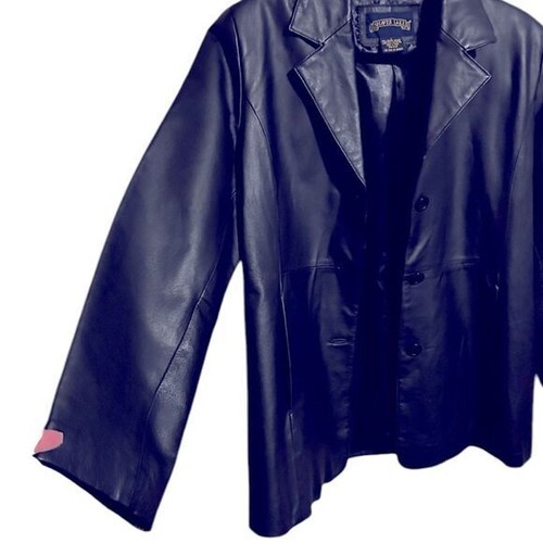 Giacca blazer Silver Lake nera burrosa pelle morbida classica con bottoni davanti LG - Foto 3 di 9