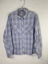 Simms Shirt Women’s XL Plaid Purple/Blue Fishing Outdoor Pearl Snap Western