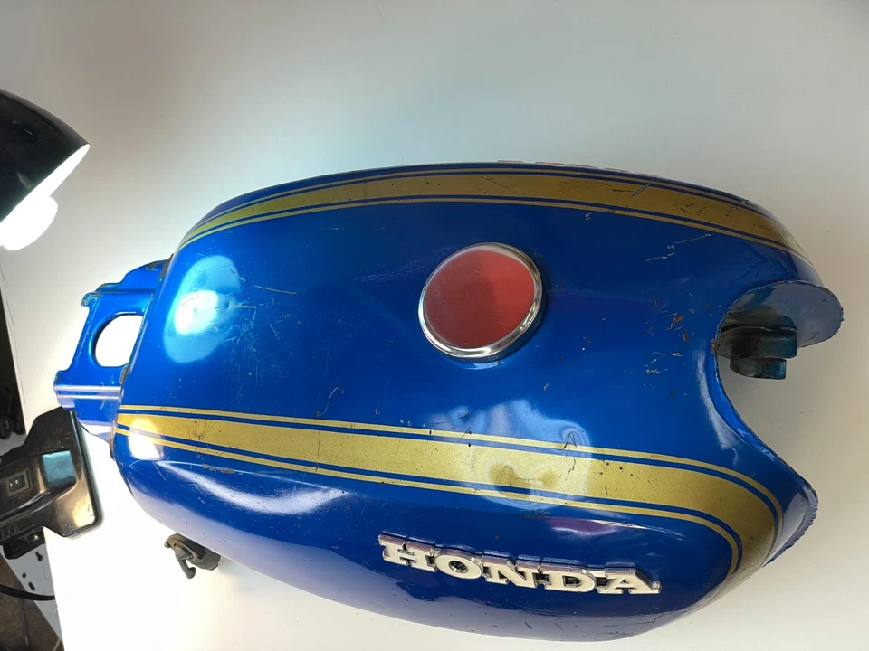 Honda CL450 1969 Scrambler HM294 OEM tanque de gasolina CL 450 ¡Limpio! Azul caramelo Foto 2 de 4