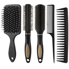 5Pcs Hair Brush, Comb Set, Detangler, Men, Women, Wet, Dry, Curly, Straight